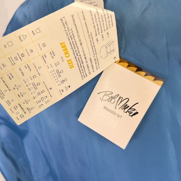 Bob Mackie | NWT | Wearable Art | Blue with Flower Bouquet in Pocket | Sz L - Picture 7 of 10